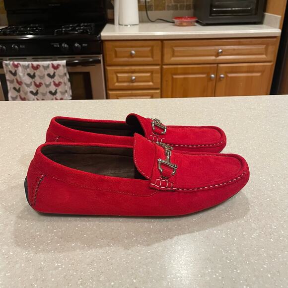 David Stone Loafers Men's Size 8 Slip On Red  Driver Casual Shoes - Picture 7 of 10